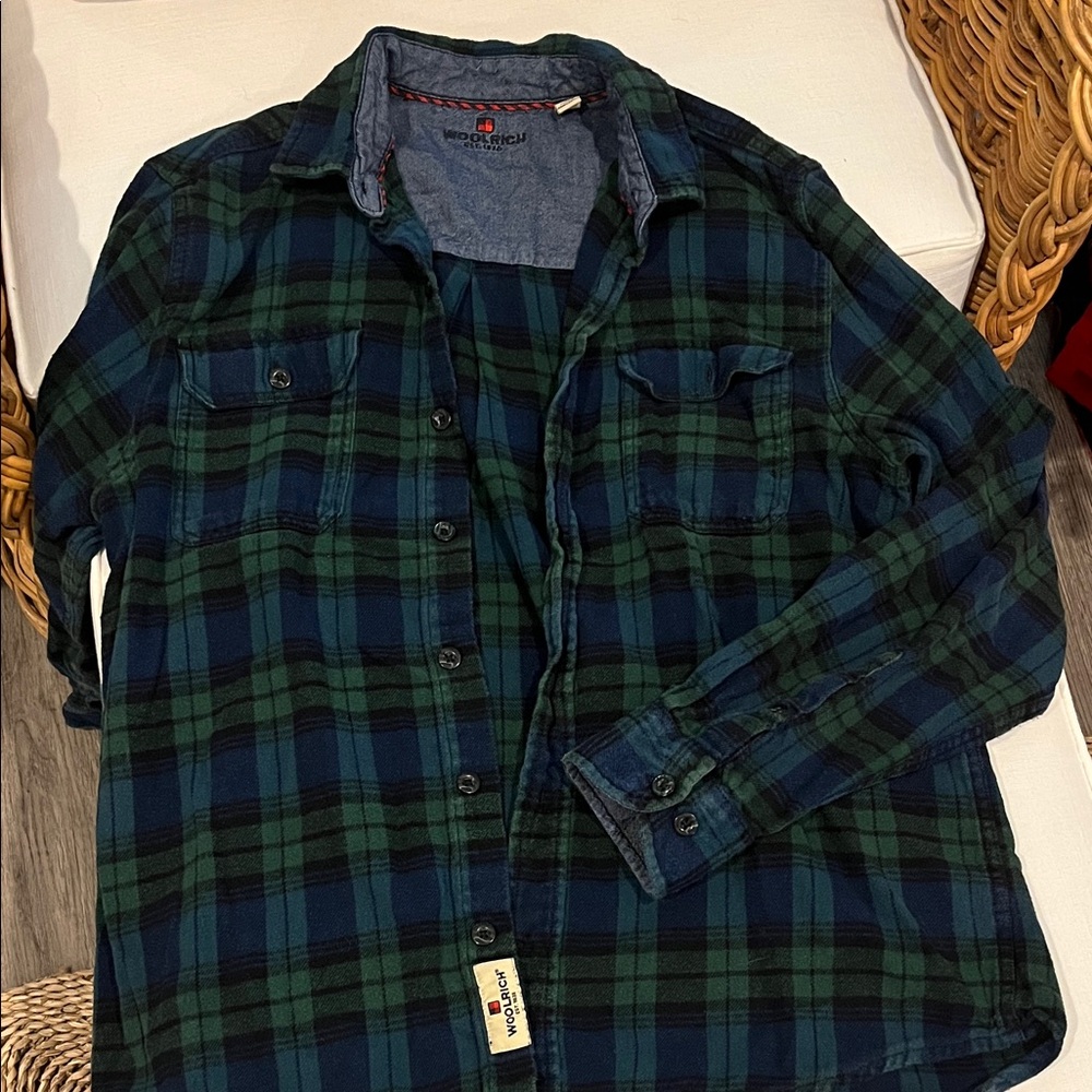 Woolrich Blue and Green Plaid Shirt
